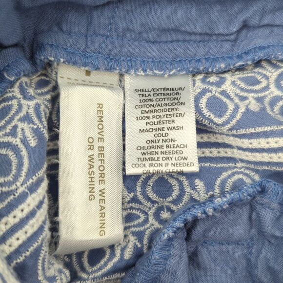 Ann Taylor LOFT Blue White Geometric Floral Embroidered Riviera Cotton Shorts 12 - Picture 11 of 11